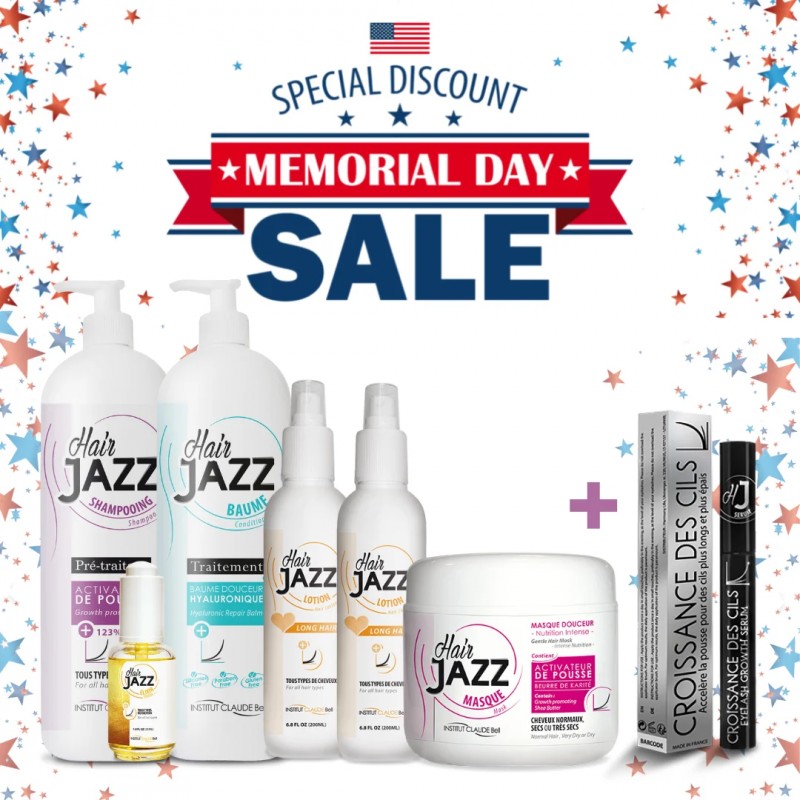 Memorial Day Sale: HAIR JAZZ Hair Regrowth Mega Set + Eyelash Growth Serum